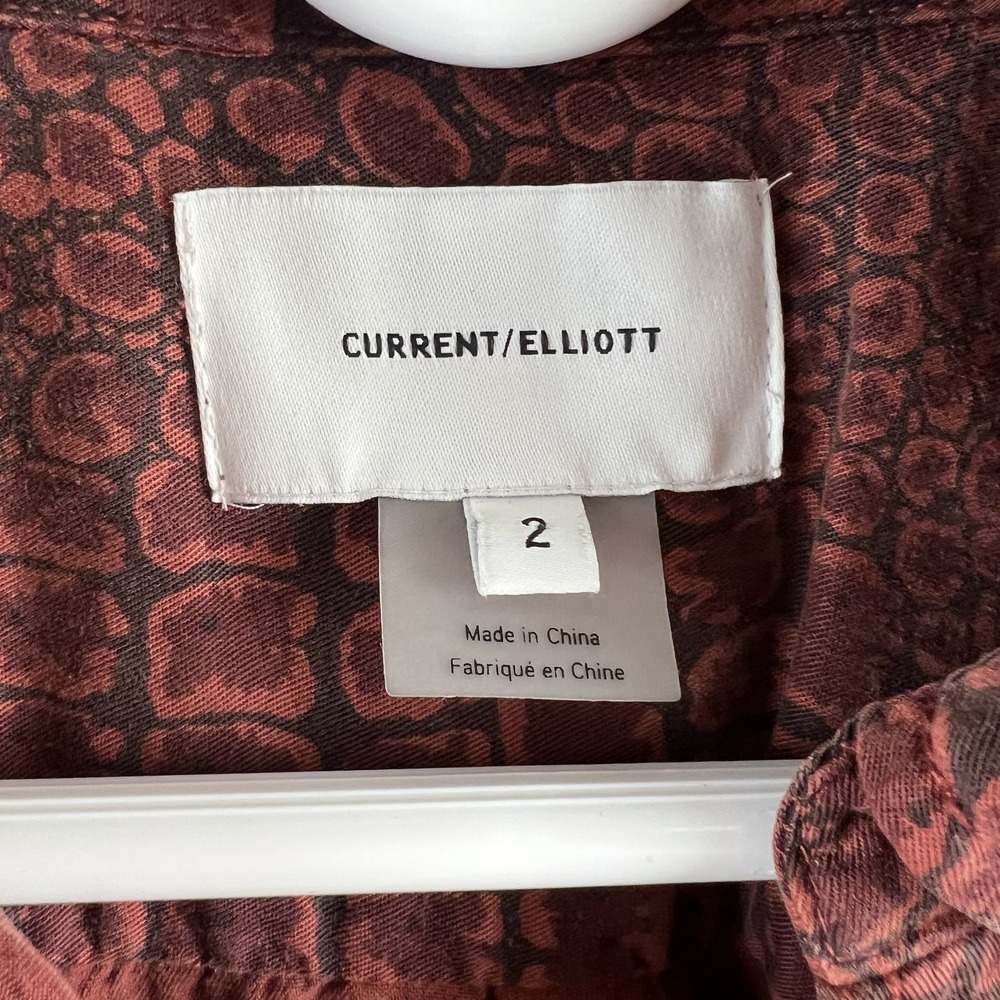 Current Elliott Womens Shirt The Percy Road Button Up Crocodile Print 2 Medium - Picture 7 of 8